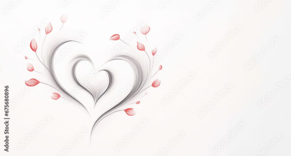 Elegant heart design with swirling lines and leaf accents, perfect for wedding invitations, romantic events, and as a symbol of love and commitment in various creative and marketing materials