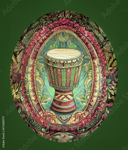 Framed Generative A.I. African Djembe Drum photo