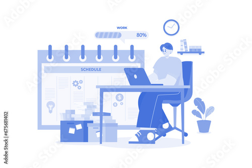 Business Employees Maintain A Schedule Illustration concept on white background
