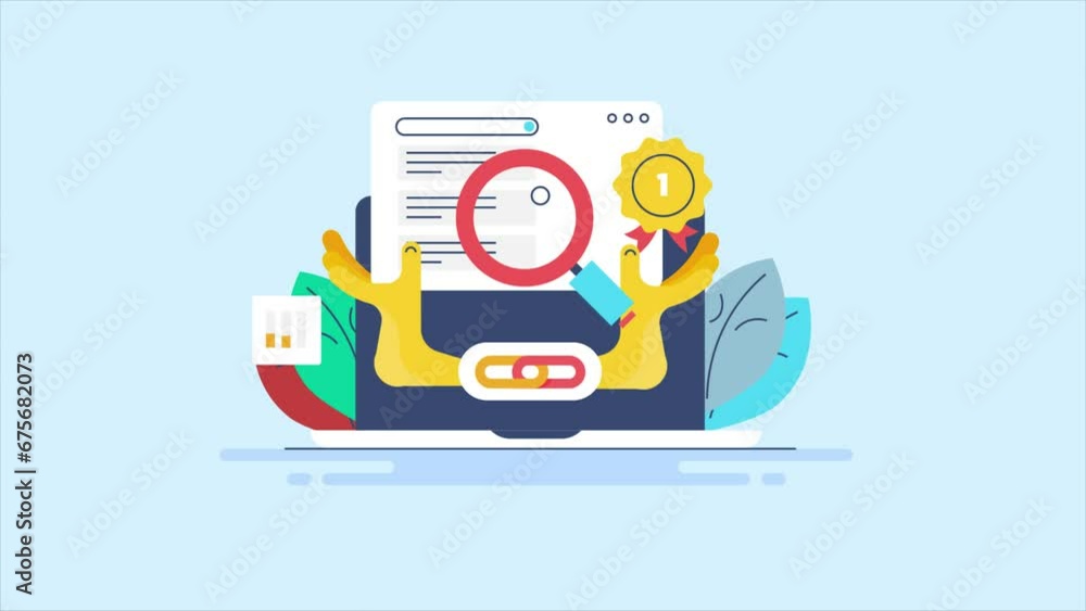 Link building for SEO ranking development, search marketing video animation concept. Link building for SEO ranking development, search marketing video animation concept.
