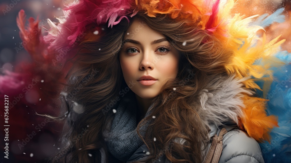 Cold Winter Weather Woman Step Window, Ultra Bright Colors, Background Images , Hd Wallpapers