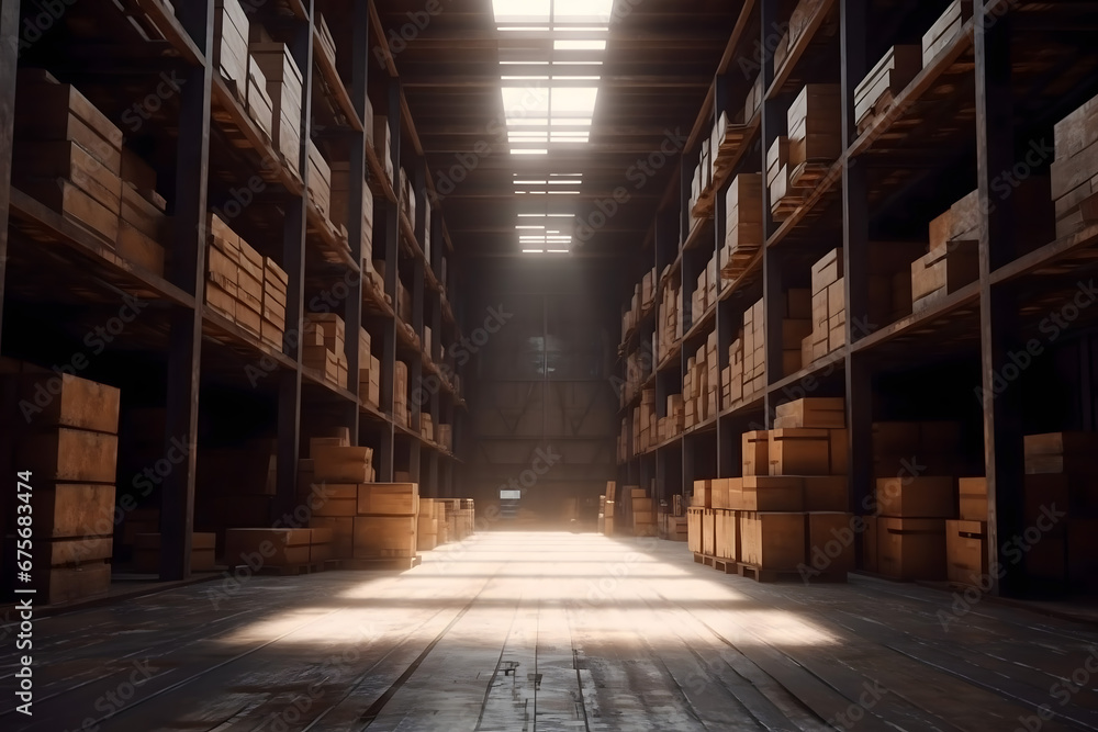 warehouse with boxes