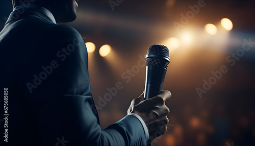 Hand singer holding microphone
