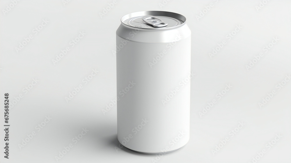 A minimalistic metal soda can mockup white background. A minimalistic metal soda can mockup white background.