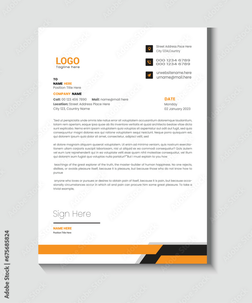 Modern business letterhead template Modern business letterhead template