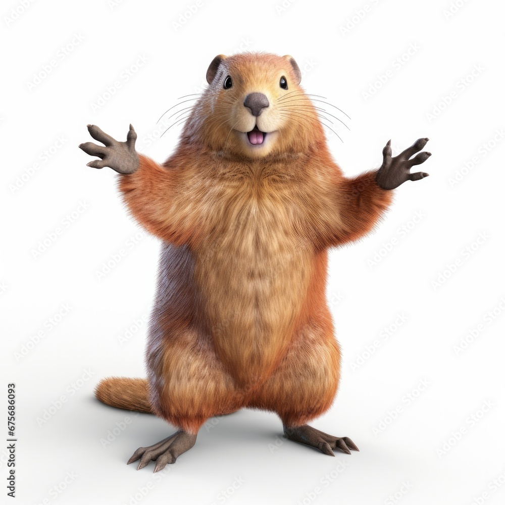 Beaver cartoon character - obrazy, fototapety, plakaty 