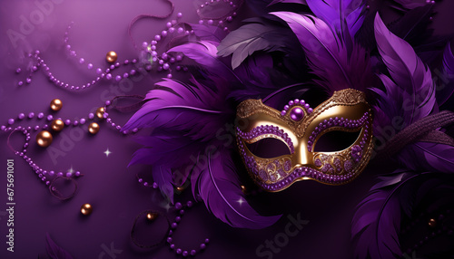 venetian carnival mardi gras mask on purple background