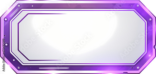 Futuristic horizontal frame, illustration for web design isolated on black background. Neon game element for ui interface, digital sci fi drawing. Abstract ripped form