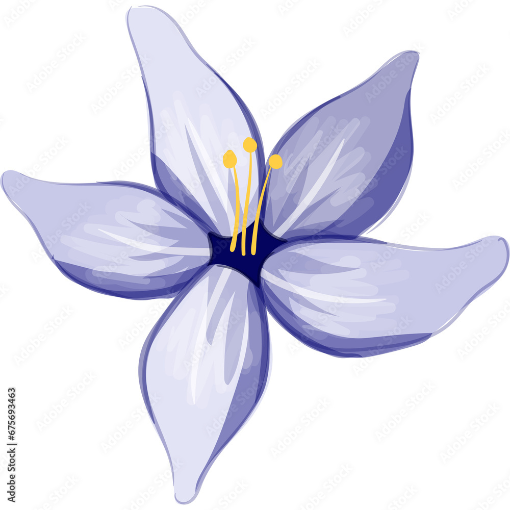 Naklejka premium Blue Floral Watercolor Illustration PNG Transparent Background