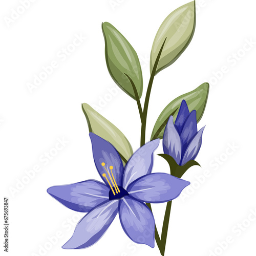 Blue Floral Watercolor Illustration PNG Transparent Background