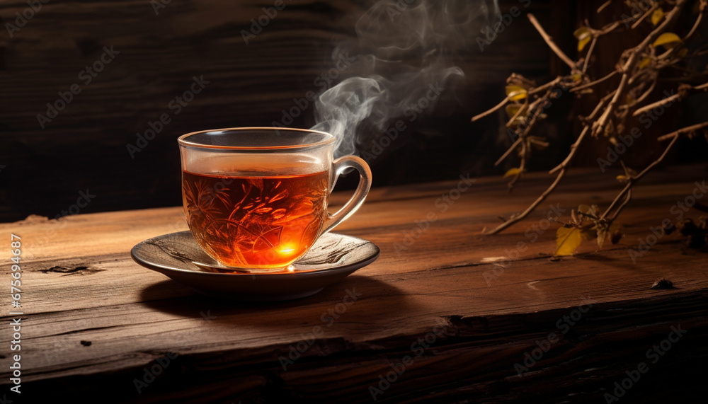 a cup of tea with lemon slices and cinnamon sticks a cup of tea with lemon slices and cinnamon sticks