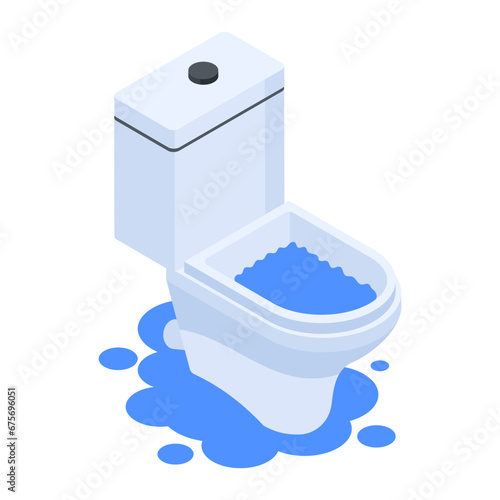 An isometric icon depicting toilet leakage 
