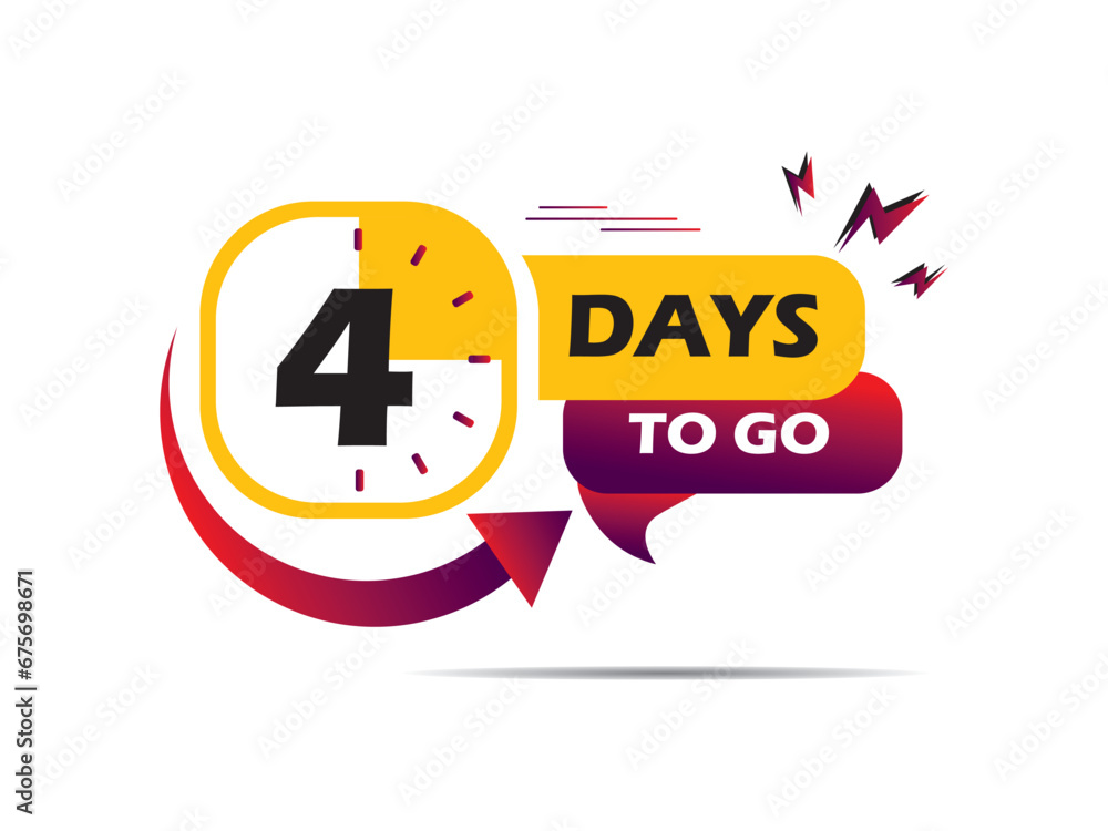 4 days to go last countdown icon. four day go sale price offer promo deal timer, 04 day only banner, fourday to go,