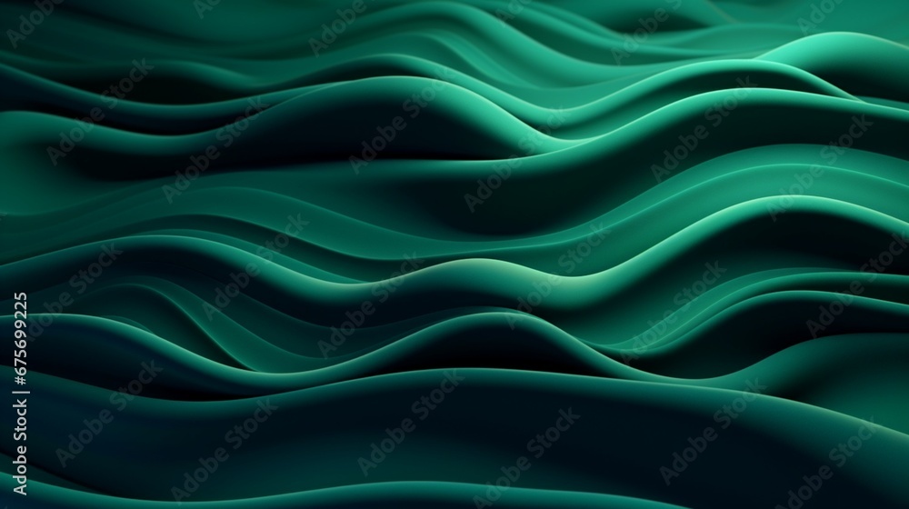 Obraz premium Mystical Emerald Elegance on 3D Wavy Textured Background with Geometric Surface. Different Color.