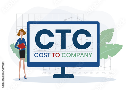CTC - Cost To Company acronym. business concept background. vector illustration concept with keywords and icons. lettering illustration with icons for web banner, flyer