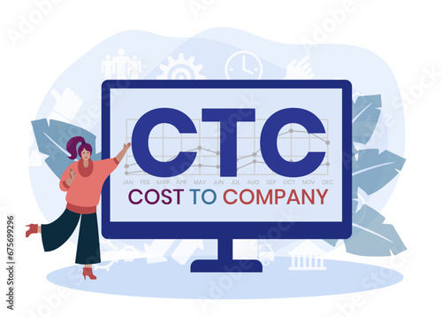 CTC - Cost To Company acronym. business concept background. vector illustration concept with keywords and icons. lettering illustration with icons for web banner, flyer