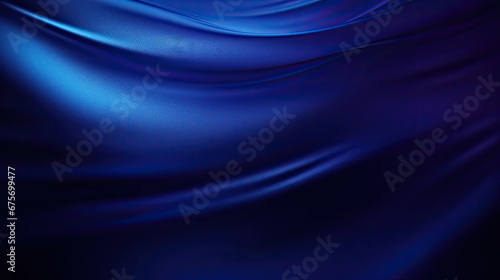 Abstract dark background. Silk satin fabric. Navy blue color. Elegant background with space for design. Soft wavy folds. Abstract Background with 3D Wave Bright blue , Christmas, birthday, anniversary