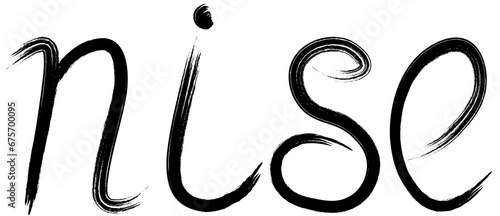 the word nise is written by hand with a brush stroke photo