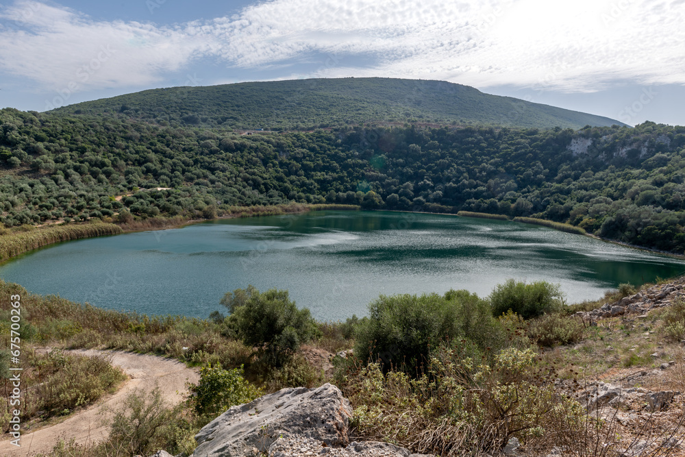 Fototapeta premium Lake Komiti. Vonitsa. Greece. Created as a result of a comet strike.