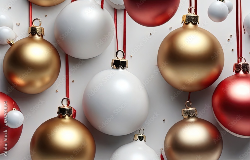 3D rendering of christmas baubles in white snow background 3D rendering of christmas baubles in white snow background