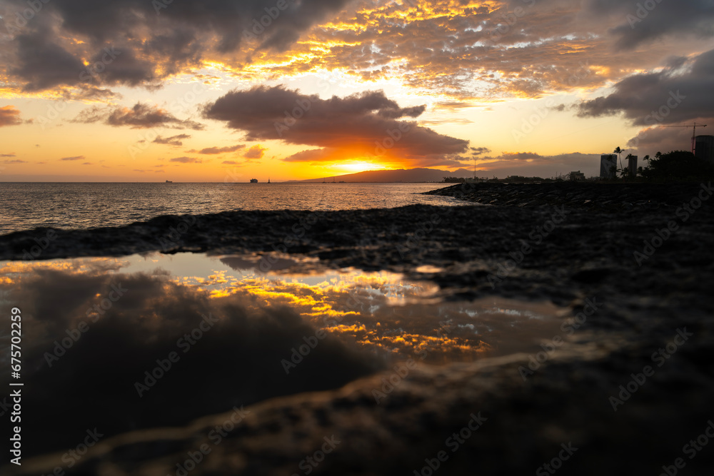 Waikiki at sunset, Oahu Hawaii 