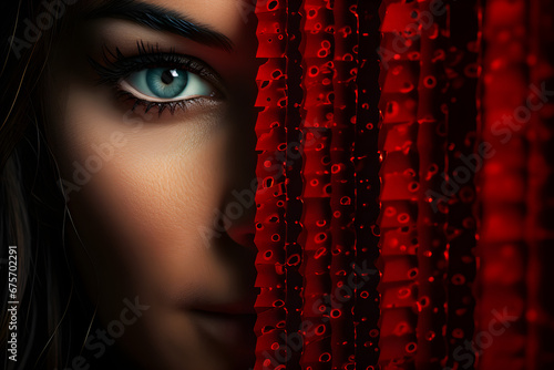 privacy in a digital world abstract concept illustration with face and code