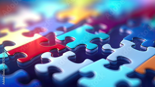 jigsaw puzzle pieces, Jigsaw puzzle connecting together. Team business success partnership or teamwork concept. 3d rendering illustration