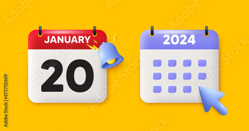 20th day of the month icon. Calendar date 3d icon. Event schedule date. Meeting appointment time. 20th day of January month. Calendar event reminder date. Vector