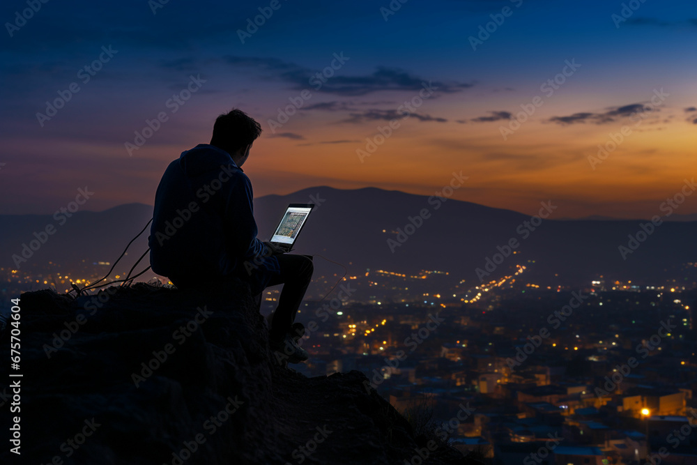 three people standing on a hill looking at the sky three people standing on a hill looking at the sky