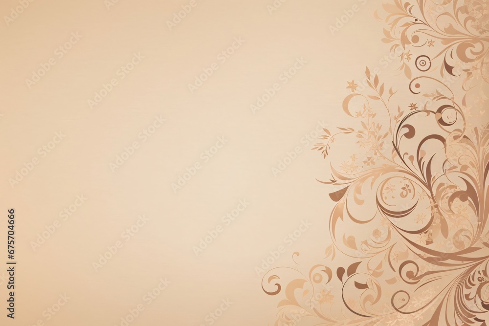 Design elements on a basic beige paper texture background. Background for party, birthday, wedding or graduation invitation card in white color with floral elements in soft art style. Generative Ai. Design elements on a basic beige paper texture background. Background for party, birthday, wedding or graduation invitation card in white color with floral elements in soft art style. Generative Ai.