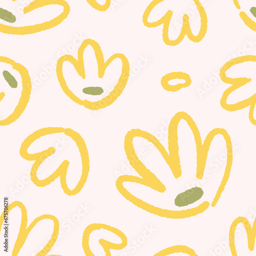 Seamless floral pattern design. Abstract doodle flowers, endless background, ...