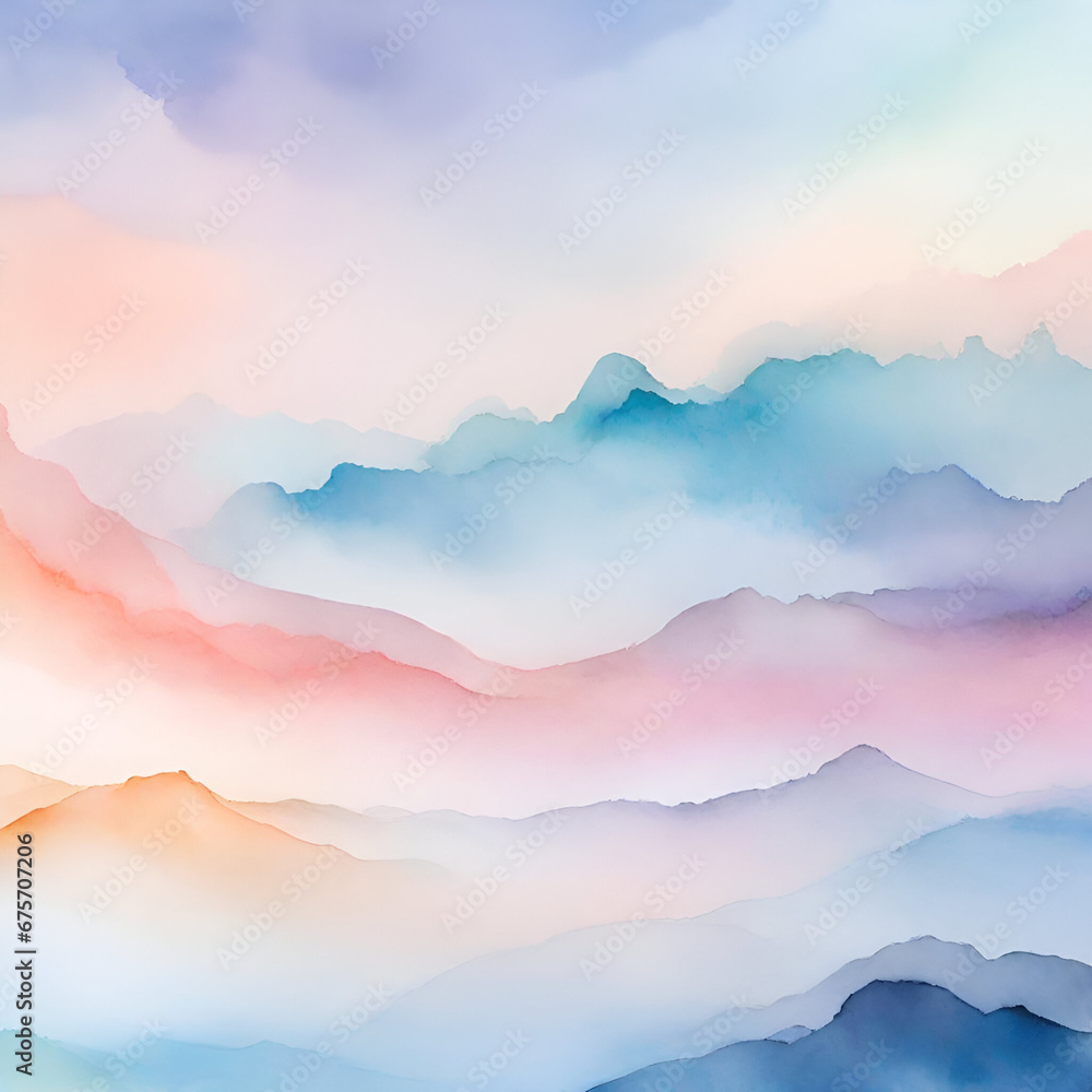 A tranquil blend of soft, pastel hues that evoke the serenity of a watercolor-painted sky during sunrise.