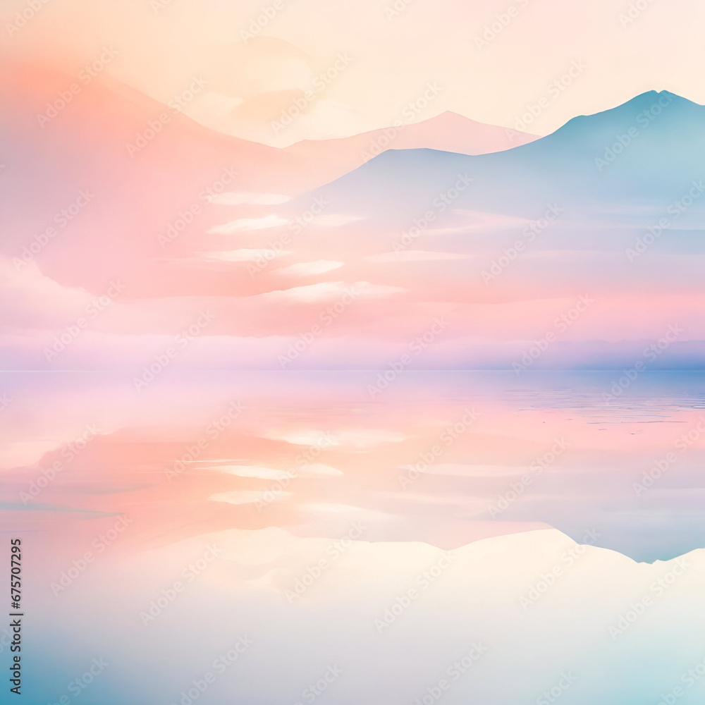 A harmonious blend of pastel watercolors that form a tranquil, abstract representation of the sky at dusk.