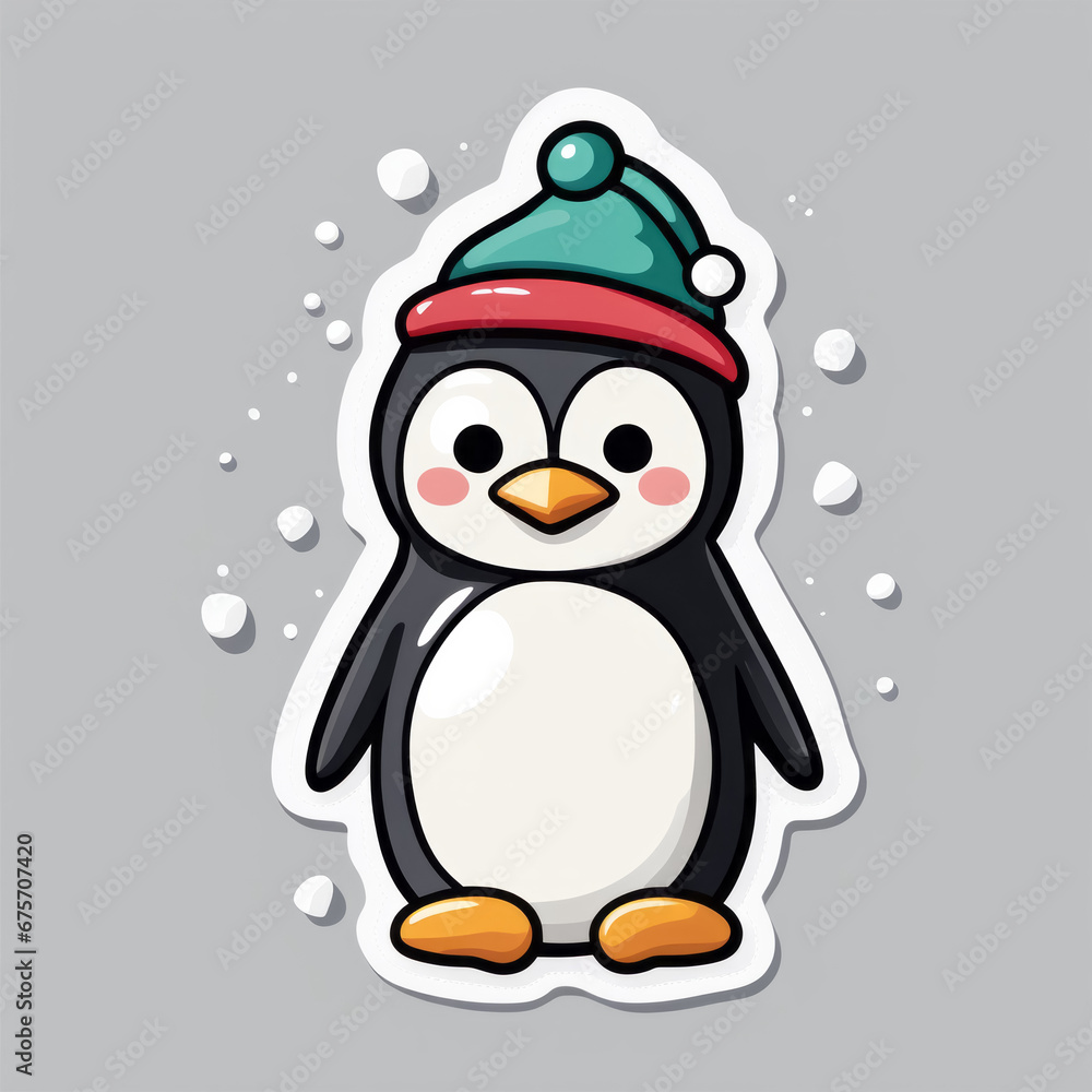 Fototapeta premium Weihnachten mit Tieren, Sticker, generated image