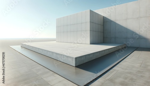 Minimalist Open Concrete Space - Clear and Simple Architectural Design | empty blank area for car presentation