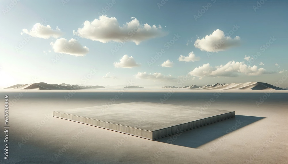 Minimalist Open Concrete Expanse - Clear Sky and Uncluttered Ground | empty blank area for car presentation