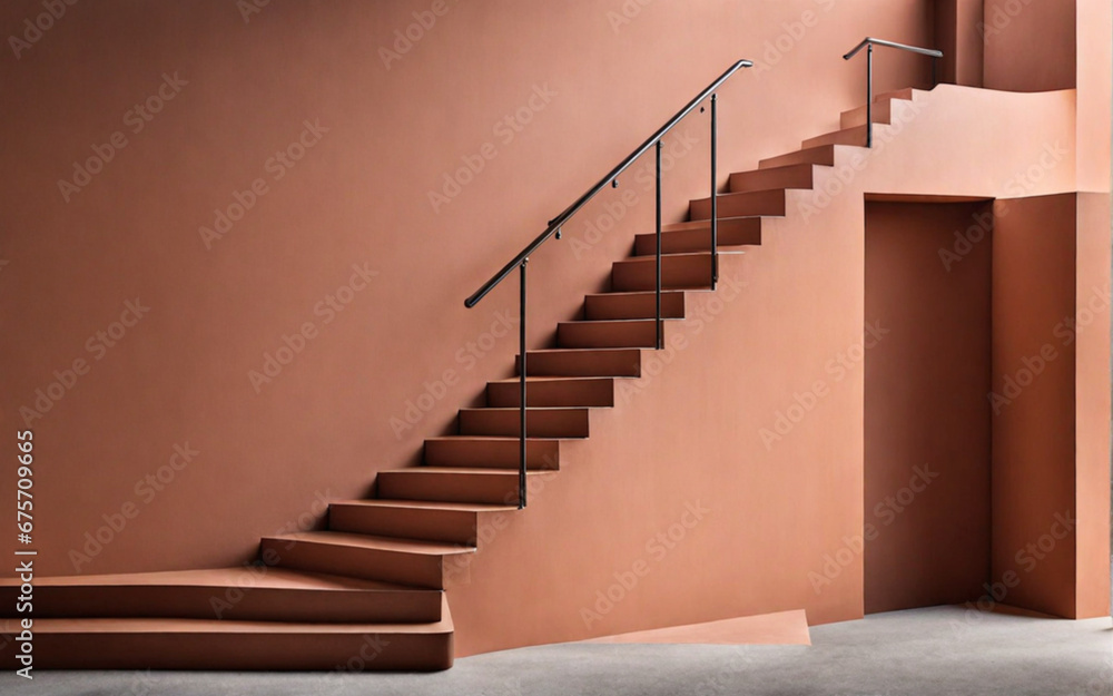 Obraz premium A photo of wall with staircase and handrail