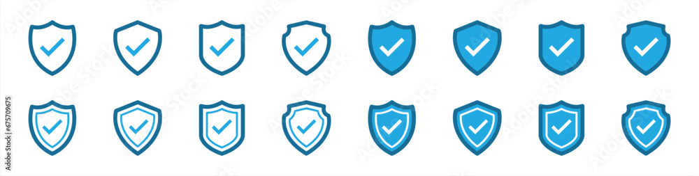 shield mark icon set. protection success, shield approve icon. vector illustration shield mark icon set. protection success, shield approve icon. vector illustration