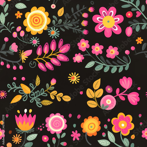 Wallpaper Mural India floral folk art repeat pattern Torontodigital.ca