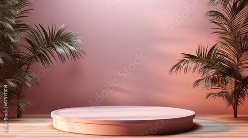 3d render mockup podium stand table shelf. Purple pink beige nude white abstract background. © sirisakboakaew