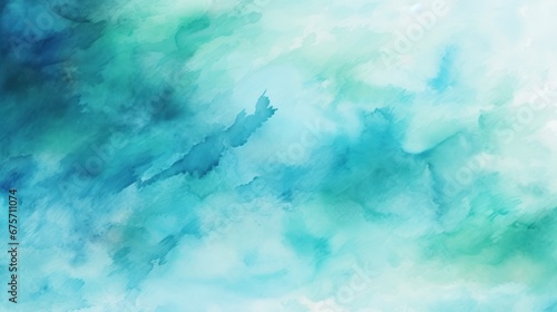 Blue turquoise teal mint cyan white abstract watercolor. Colorful art background. © sirisakboakaew