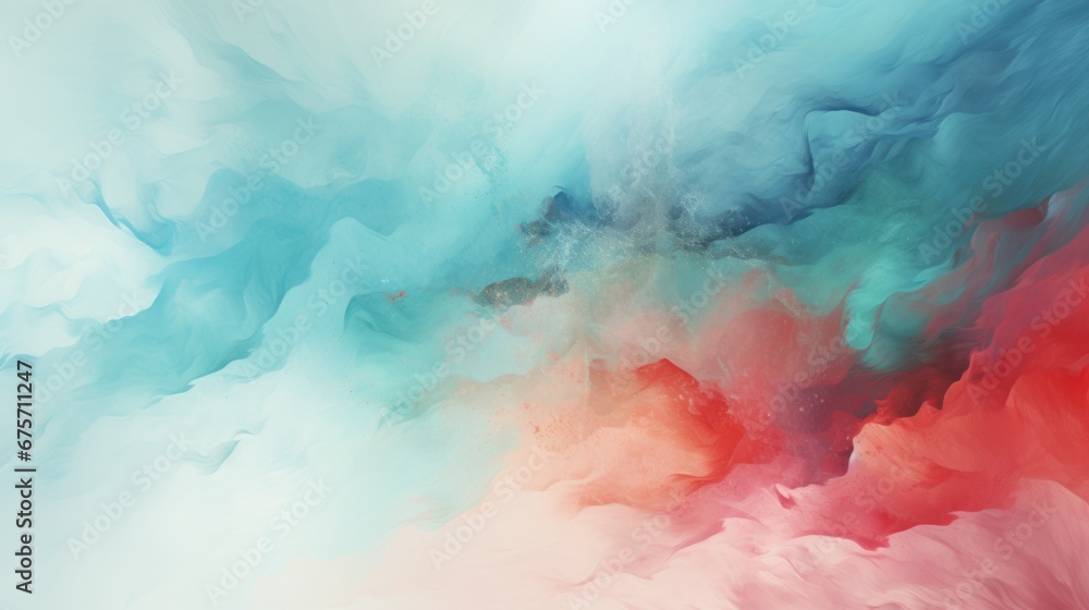 urquoise red, teal, mint, blue, and white abstract watercolor High art background.