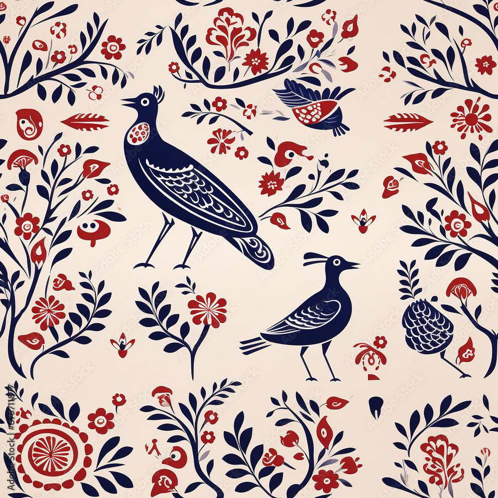 India floral folk art repeat pattern India floral folk art repeat pattern
