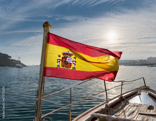 bandera de españa ondeando photo