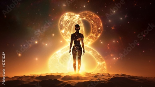 Unlocking Your Infinite Potential: Human Form Radiating Cosmic Light and Universal Wisdom, Awakening the Superpower Within: Radiating Cosmic Consciousness for Self-Discovery photo