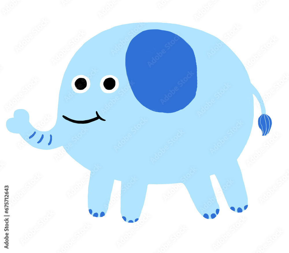 Obraz premium blue elephant cartoon CUTE cartoon hand drawn animal