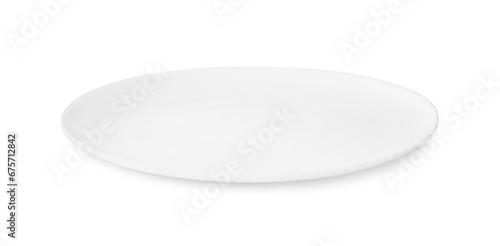 One ceramic plate isolated on white. Cooking utensil