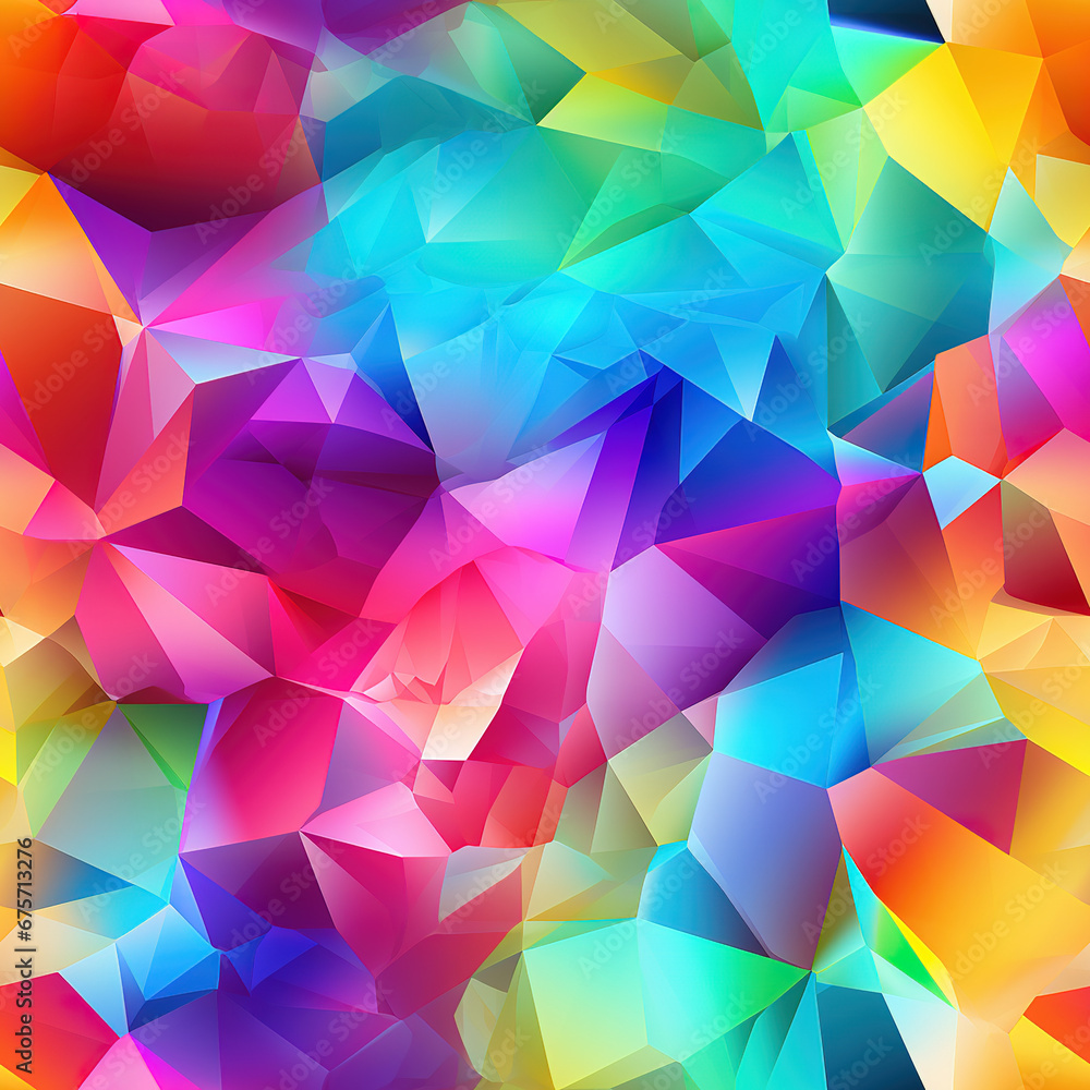 Rainbow kaleidoscopic triangle prisms pyramid cartoon repeat pattern Rainbow kaleidoscopic triangle prisms pyramid cartoon repeat pattern