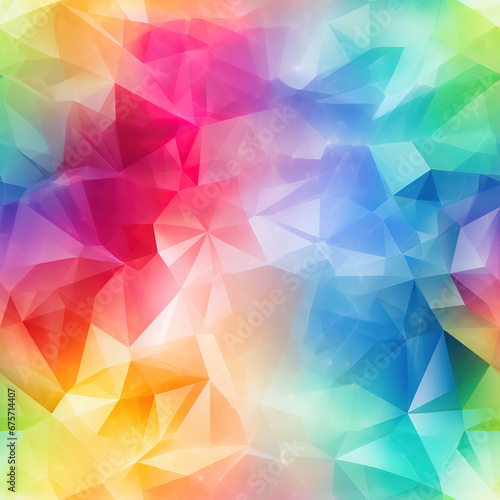 Rainbow kaleidoscopic triangle prisms pyramid cartoon repeat pattern