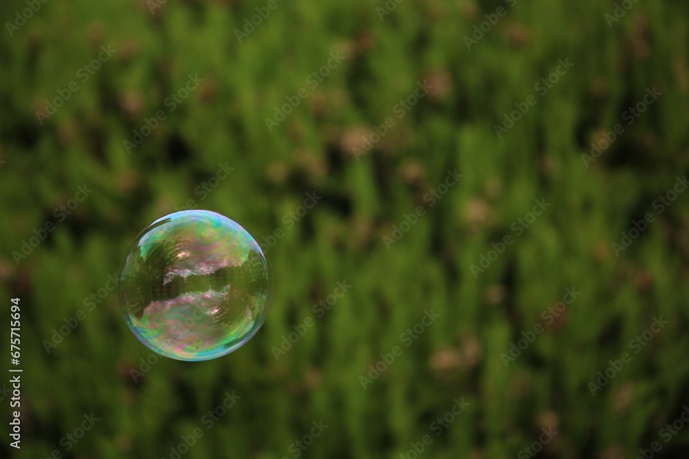 Beautiful soap bubble floating outdoors. Space for text Beautiful soap bubble floating outdoors. Space for text